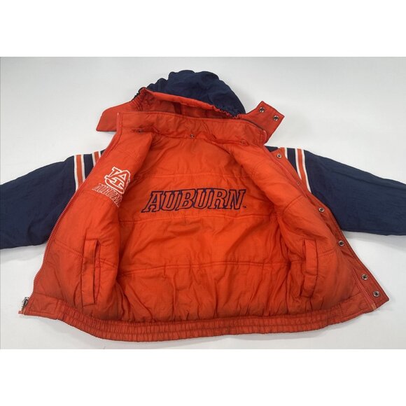 Vintage Auburn Tigers Puffer Jacket Reversible Kids Medium 10-12 Hooded Thick - Picture 2 of 16